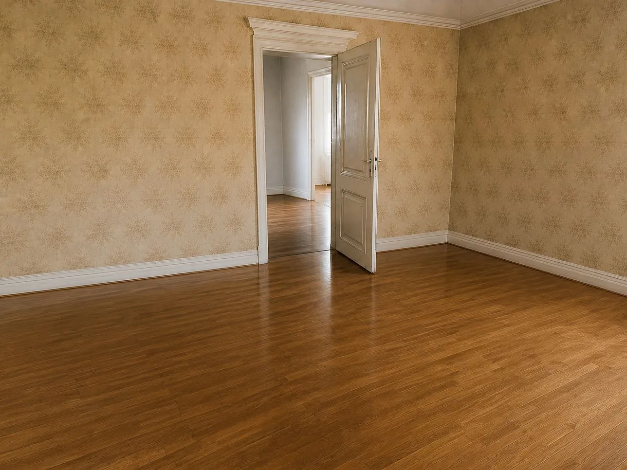 Nachher: leergeräumtes Zimmer nach dem Umzug